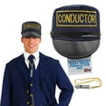 thumbnail image 1 of Nicky Bigs Novelties Adult Deluxe Navy Train Conductor Hat and Train Whisle - Locomotive Engineer Hat - Conductor Costume Accessory Costume Cosplay - Navy Blue Gold, One Size, 1 of 7