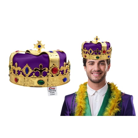 Nicky Bigs Novelties Adult Royal King Crown Queen Jeweled Gold Hat Halloween Wiseman Costume Accessory