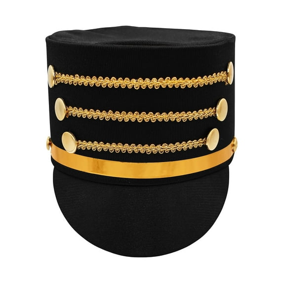 Nicky Bigs Novelties Adult Toy Soldier Hat - Marching Band Major Dress Hats - Ringmaster Nutcracker Cosplay Halloween Costume Accessory, Black, One Size