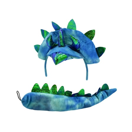 Nicky Bigs Novelties Adult Triceratops 3 Horn Dinosaur Headband Tail Colorful Costume Accessory Set