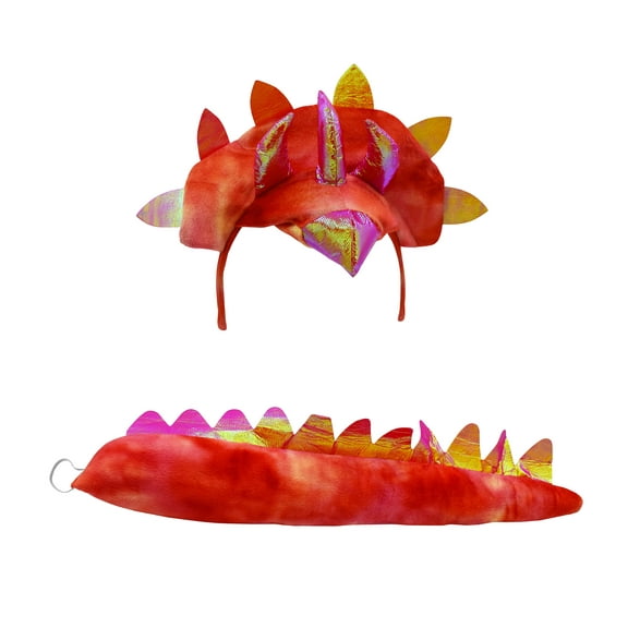 Nicky Bigs Novelties Adult Triceratops 3 Horn Dinosaur Headband Tail Colorful Costume Accessory Set