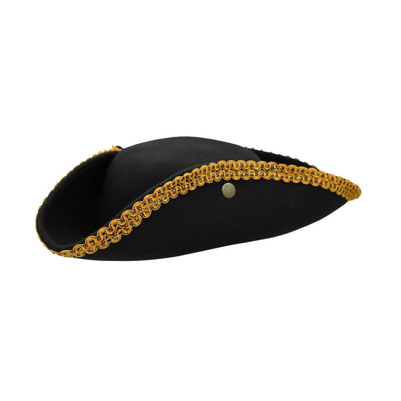 Nicky Bigs Novelties Black Gold Pirate Tri-Corner Tricorn Adult Unisex Costume Accessory Hat