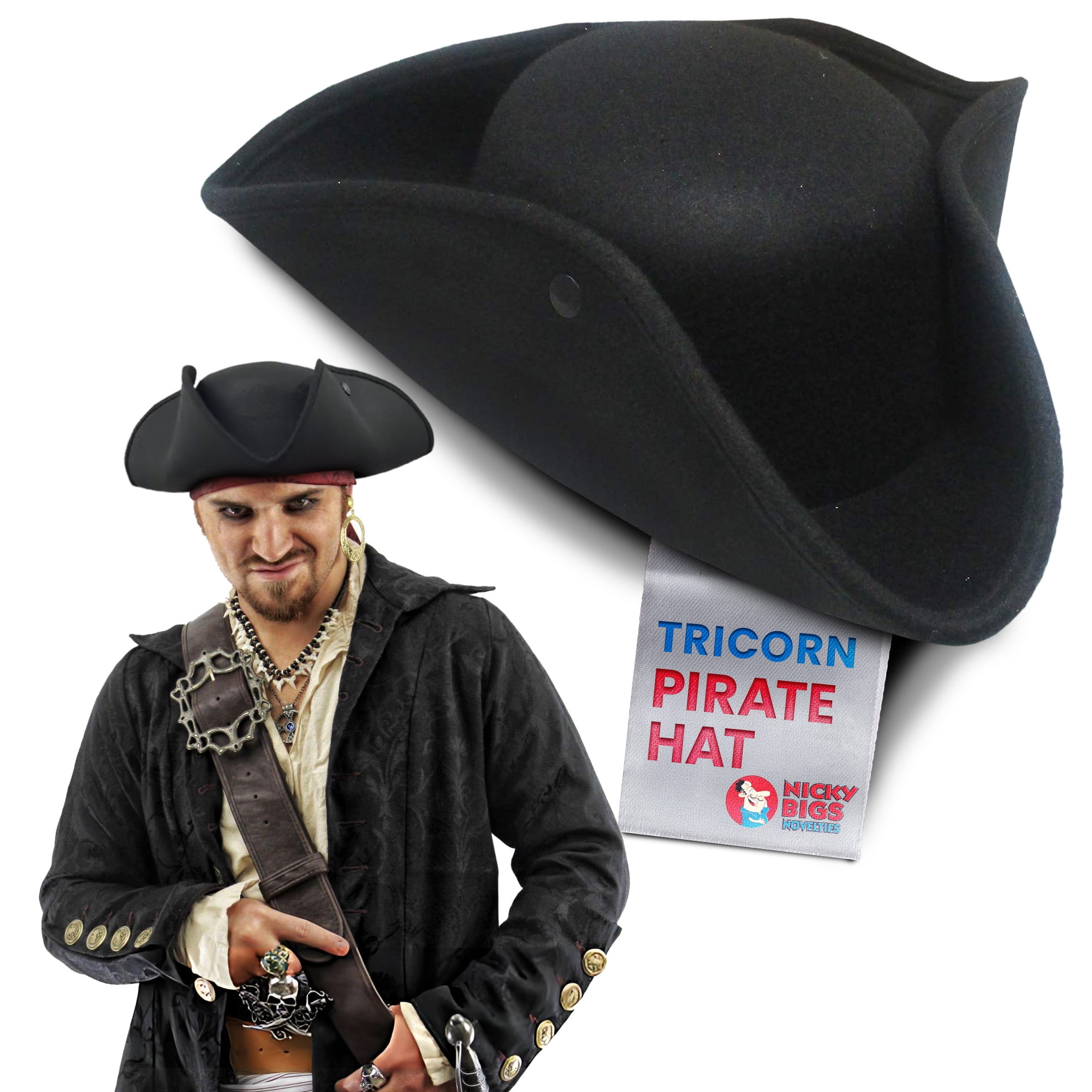 Tricorn Pirate Captain Hat Adult Grey Tricorn Pirate Captain Hat Adult Grey