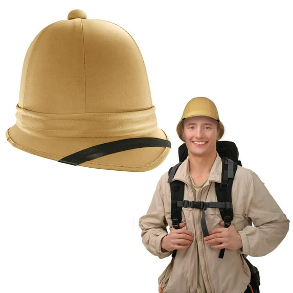 Nicky Bigs Novelties British Safari Helmet Tall Pith Zookeeper Jungle Halloween Costume Accessory, Khaki, One Size