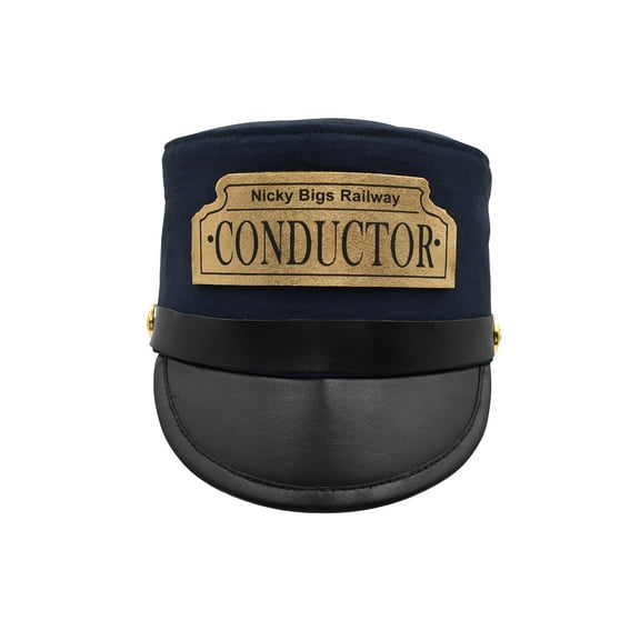 Nicky Bigs Novelties Child Deluxe Navy Blue Conductor Hat for Kids Adjustable Train Engineer Cap for Costumes, Halloween, Pretend Play & Theater Classic Railway Conductor Style for Boys & Girls