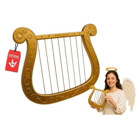 Nicky Bigs Novelties Cupid Angel Harp Prop, Gold Plastic Costume Accessory for Adults