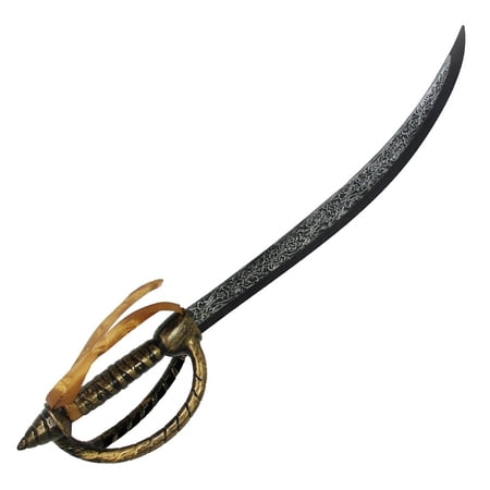 Nicky Bigs Novelties Deluxe Plastic Caribbean Pirate Sword – 27" Buccaneer Cutlass Prop Weapon for Costumes, Swashbuckler, Musketeer, Captain Accessories – Halloween, Cosplay, and Party Dress-Up