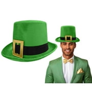 Nicky Bigs Novelties Deluxe Velveteen St. Patrick's Day Hat Leprechaun Green Top Hat With Buckle Adult Costume