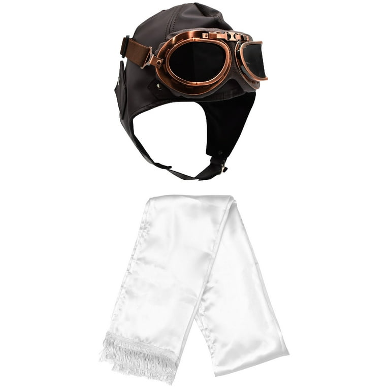 Vintage aviator helmet and goggles best sale