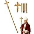 thumbnail image 1 of Nicky Bigs Novelties Gold Pope Cross Staff - Adjustable 5 Piece 54-Inch Tall Hollow Bishop Prop - Adult Halloween Cosplay Costume Accessory, Gold, One Size, 1 of 5