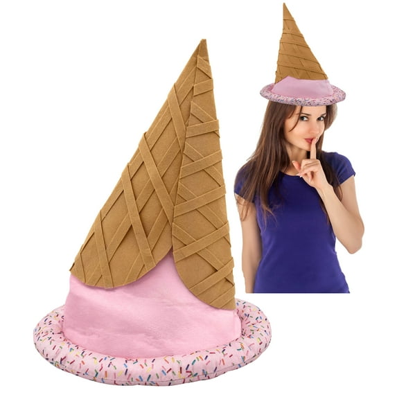 Nicky Bigs Novelties Ice Cream Party Hat - Strawberry Ice Cream Cone Costume Hat- Ice Cream Hat Funny Novelty Restaurant Food Parlor Hats - Silly Soda Shop Caps - Birthday Parties Supplies