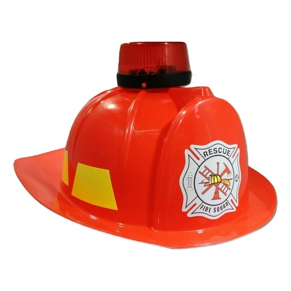 Nicky Bigs Novelties Kid Fireman Plastic Helmet Light Up Firefighter Hat With Siren Costume Accessory, Red, One Size