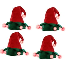 Nicky Bigs Novelties Light Up Elf Hat Costume Accessory, Red Green, One Size (4 Pack)