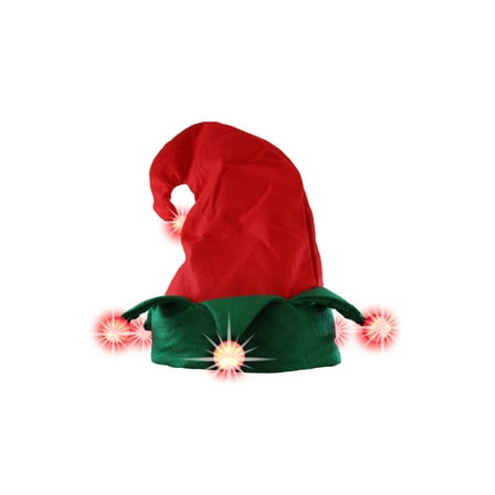 Nicky Bigs Novelties Light Up Elf Hat Costume Accessory, Red Green, One Size (4 Pack)