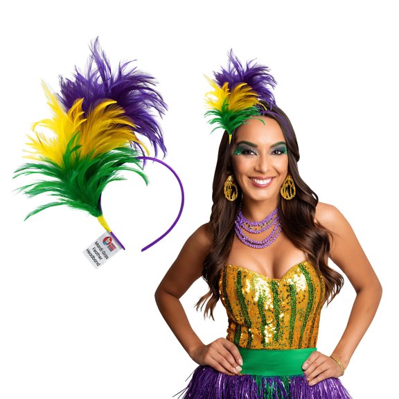 Nicky Bigs Novelties Carnival Burlesque Festival Feather Headpiece - Lightweight Multi-color One Size