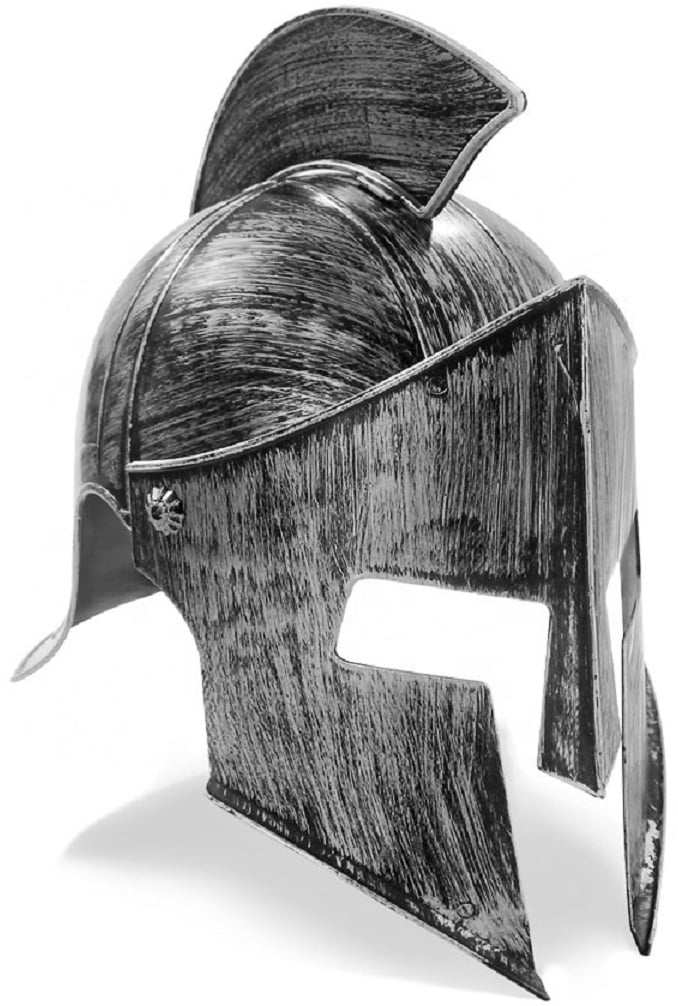 Nicky Bigs Novelties Medieval Iron Knight Spartan Helmet Silver Pewter Roman Warrior Greek