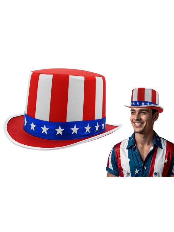 Uncle Sam Patriotic Top Hat Red White Blue 4th of July Party Accessory One Size