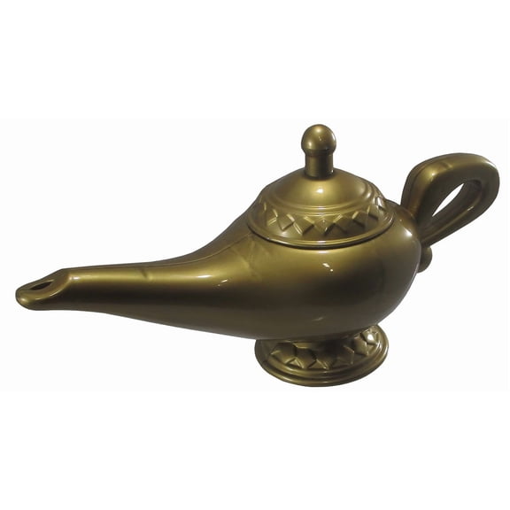Nicky Bigs Novelties Plastic Gold Fake Magical Oil Lamp Prop - Cosplay Magic Bottle Props - Halloween Costume Accessory Supply, Gold, One Size