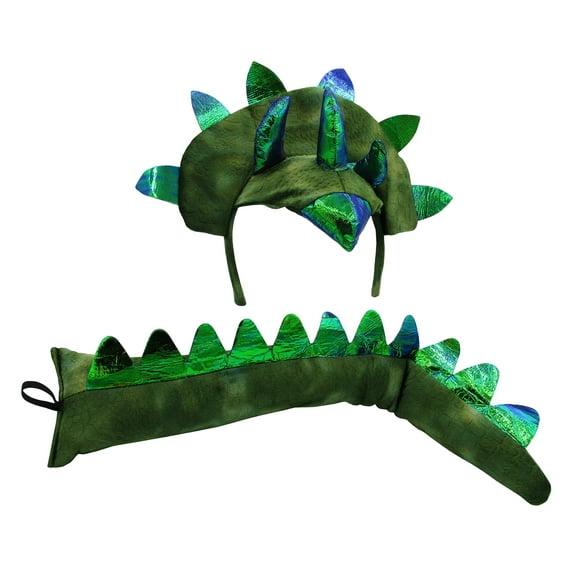 Nicky Bigs Novelties Plush Green Dinosaur Triceratops Dino Costume Accessory Kit Headband Tail Set