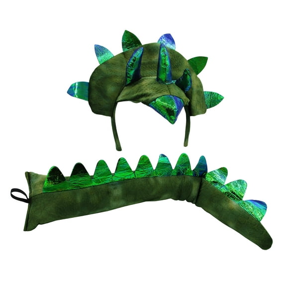 Nicky Bigs Novelties Plush Green Dinosaur Triceratops Dino Costume Accessory Kit Headband Tail Set