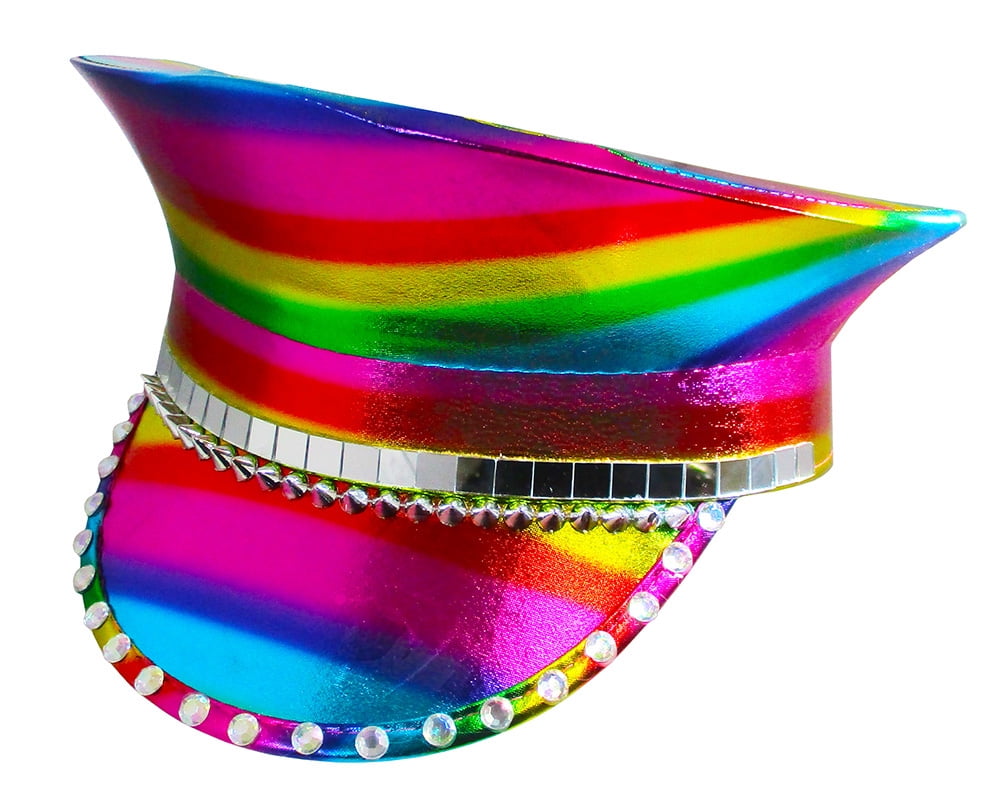 Metallic Studded Rainbow Captains Hat Metallic Studded Rainbow Captains Hat