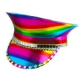 thumbnail image 1 of Nicky Bigs Novelties Rainbow Pride Holographic Military Studded Festival Captain Hat Accessory, 1 of 8