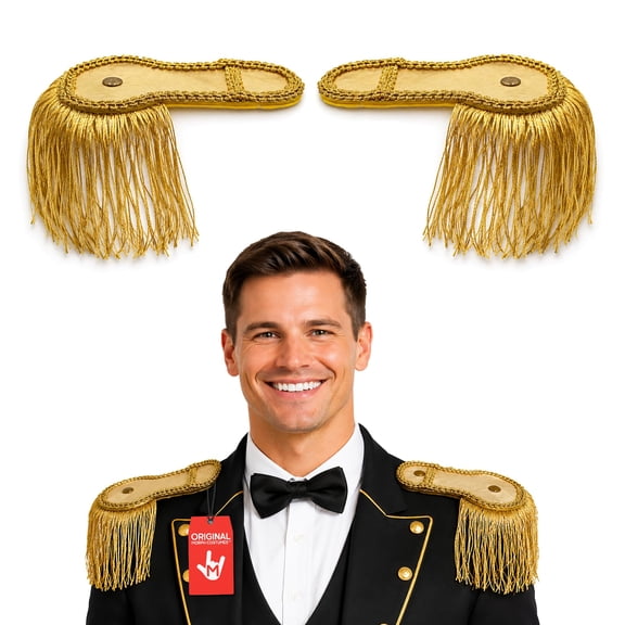 Nicky Bigs Novelties Ringmaster Shoulder Epaulets, Gold Fringe Circus Costume Accessory for Adults