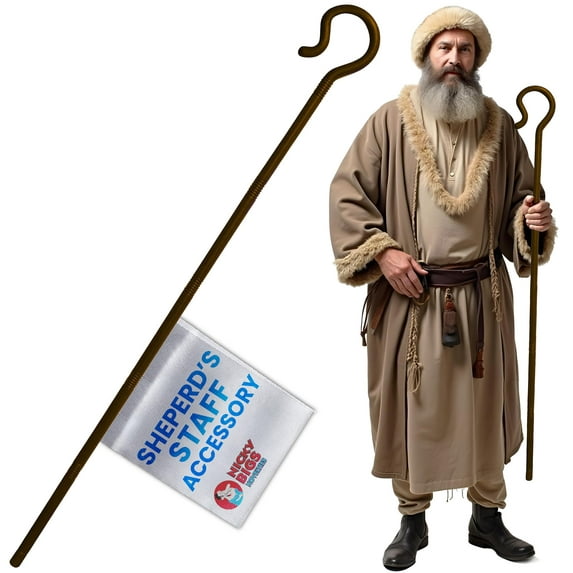 Nicky Bigs Noveltied Plastic Shepherds Hook Prop Staff Cane Walking Stick - Nativity Play Costume Accessory, 59"