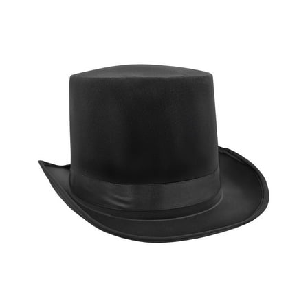 Nicky Bigs Novelties Tall Satin Black Top Hat - Deluxe Caroler Snowman Ringmaster Top Hat - Mad Hatter Baron Costume Hat