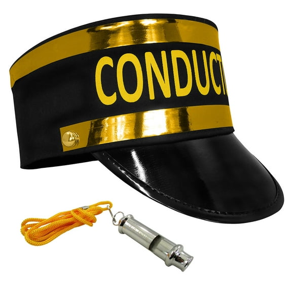 Nicky Bigs Novelties Train Engineer Conductor Hat Plus Whistle Fancy Holiday Costume Accessory
