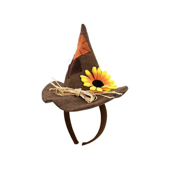 Nicky Bigs Novelties Unisex Adults Mini Scarecrow Hat On Headband Flower Halloween Costume Accessory