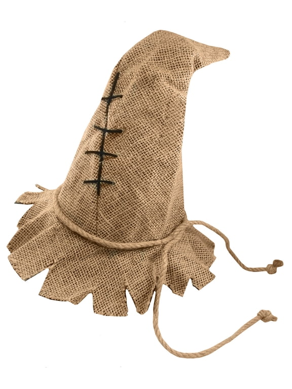 Unisex Burlap Scarecrow Hat, Brown, One Size