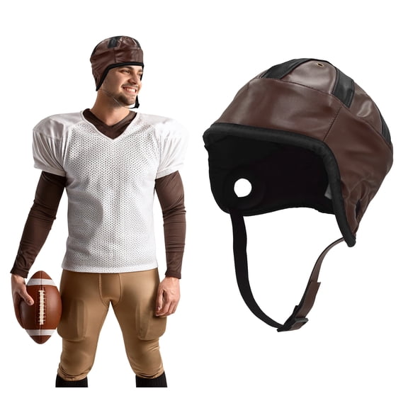 Nicky Bigs Novelties Vintage Brown Retro Football Helmet Classic Faux Leather Old-Time Style Helmet for Costume Tailgating Movie Props & Themed Parties Adult One-Size Fits Most 1920s-Inspired Headgear