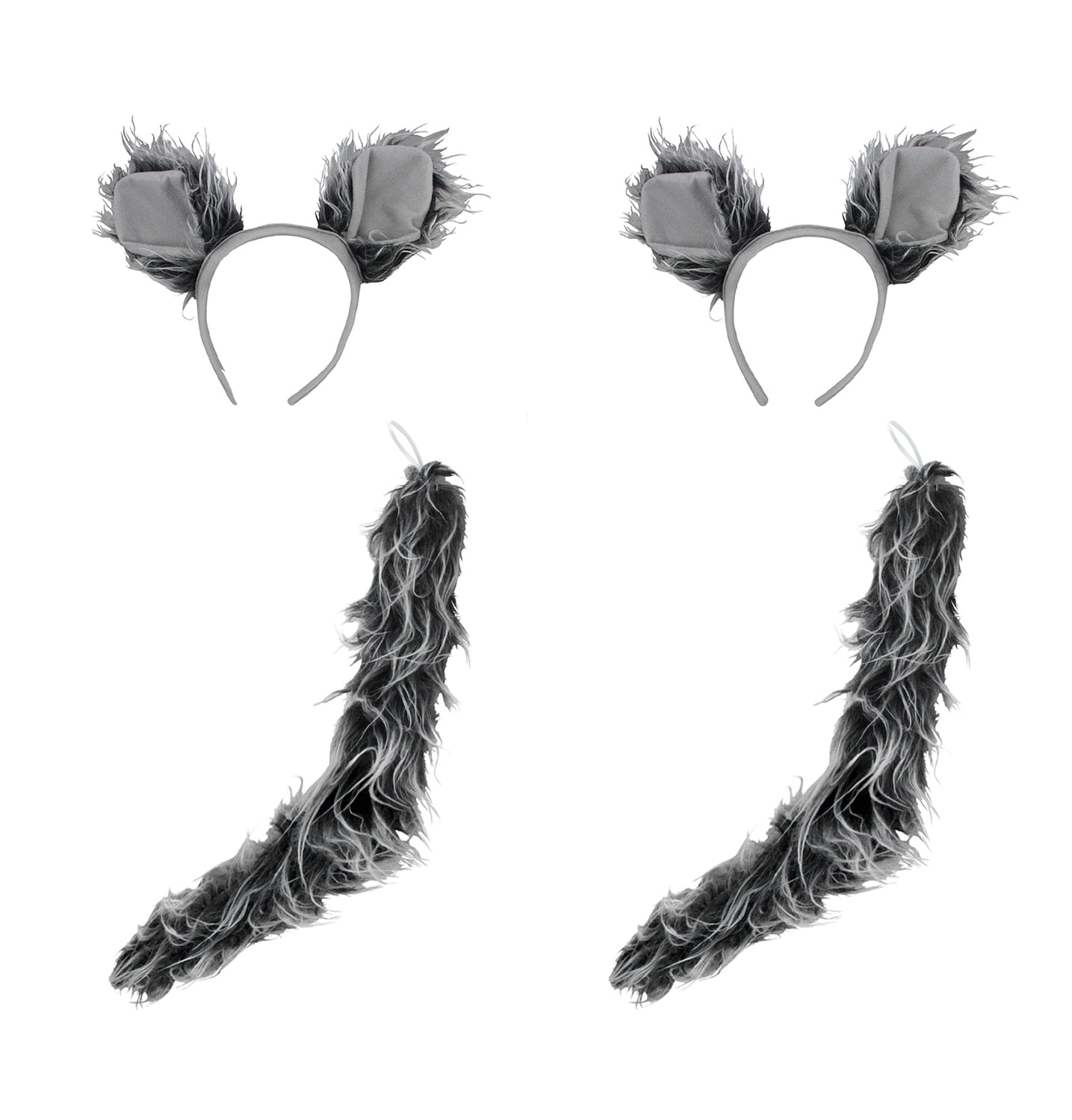 Nicky Bigs Novelties Wolf Ears Headband and Tail Costume Kit, (Pack of 2), Gray, One Size