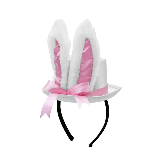Nicky Bigs Novelties Womens White Bunny Ear Mini Top Hat Headband Easter Wonderland Costume Accessory