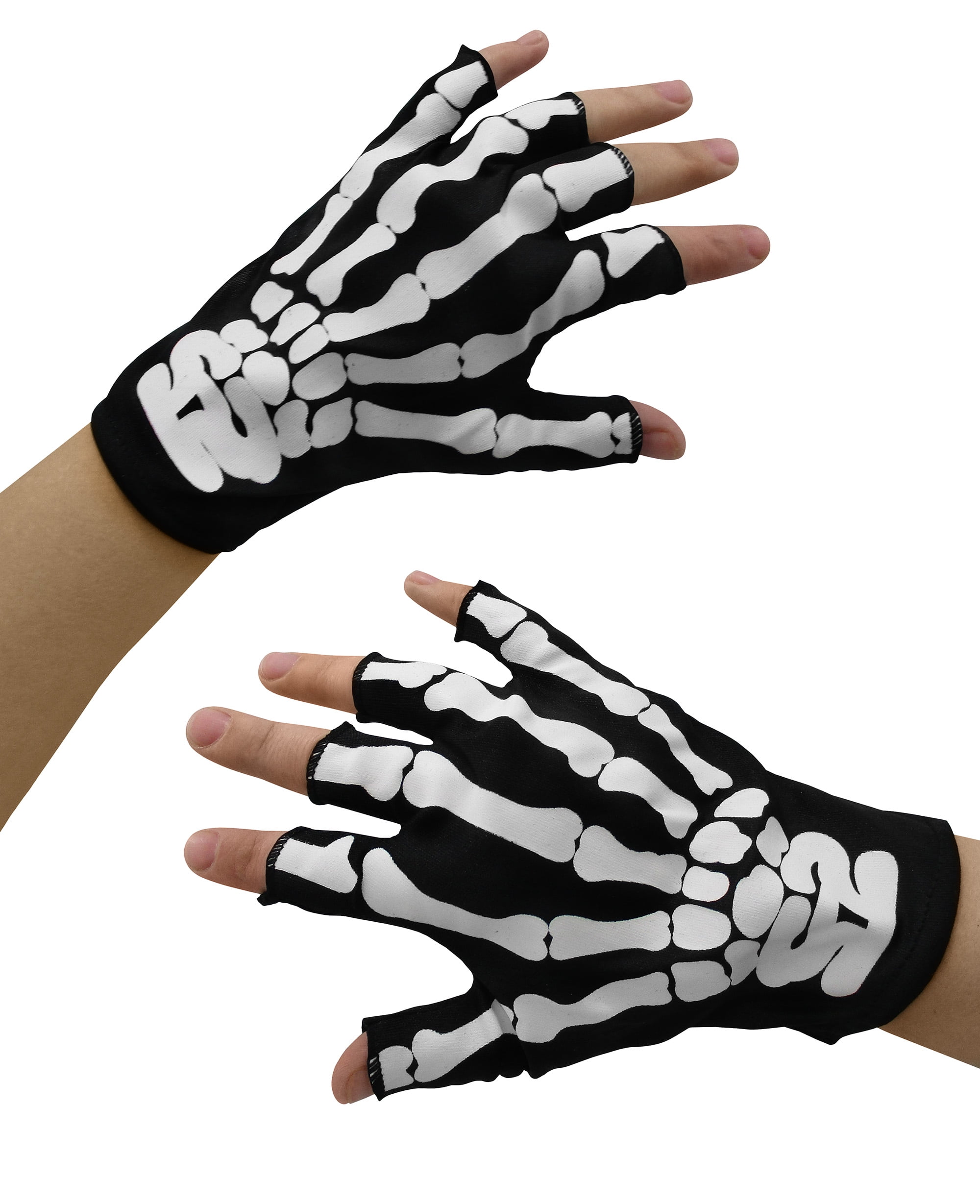 Nicky Bigs Novelties Young Adult Fingerless Skeleton Gloves, Multi, One
