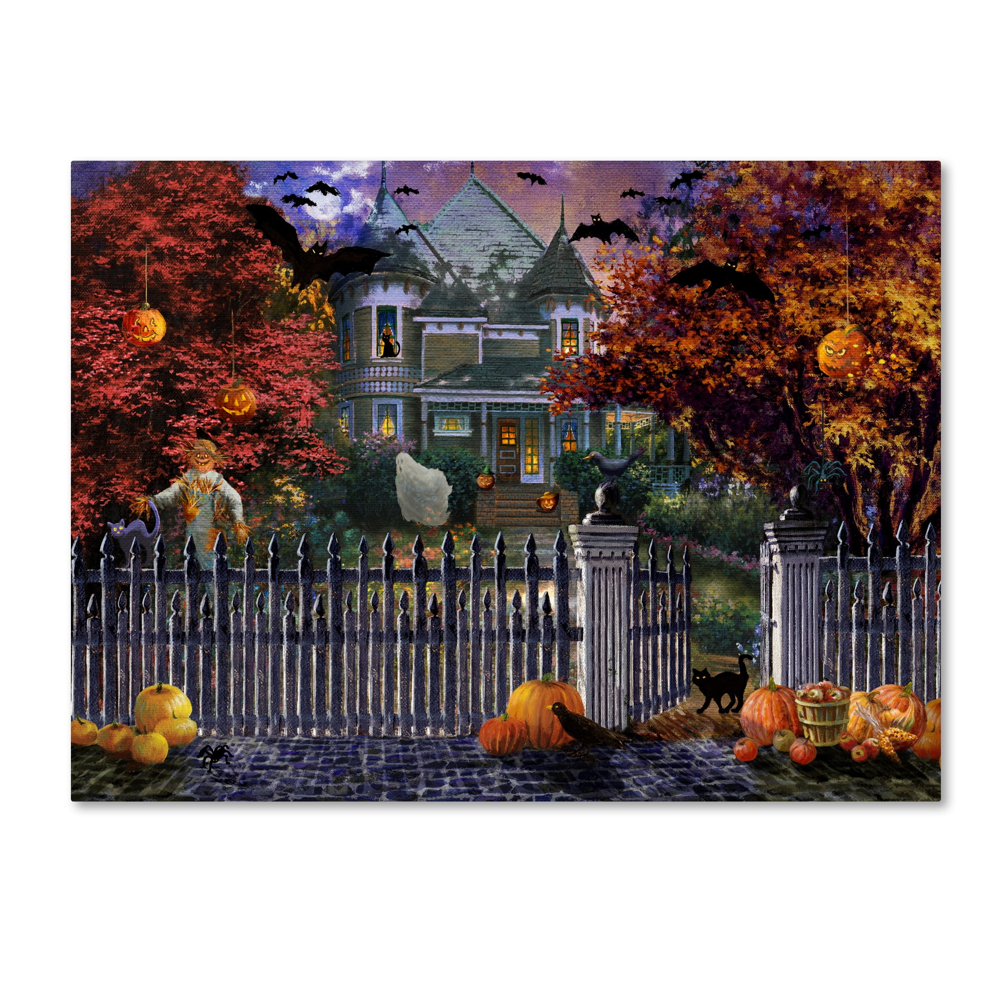 Nicky Boehme Halloween House Framed Canvas Art 35" x 47"