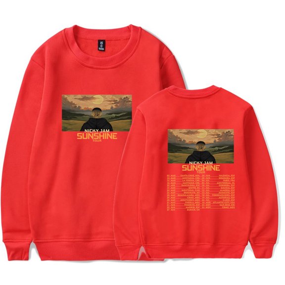 Nicky Jam Sunshine Tour Merch Long Sleeve Crewneck Sweatshirt For Men/Women Fashion Streetwear
