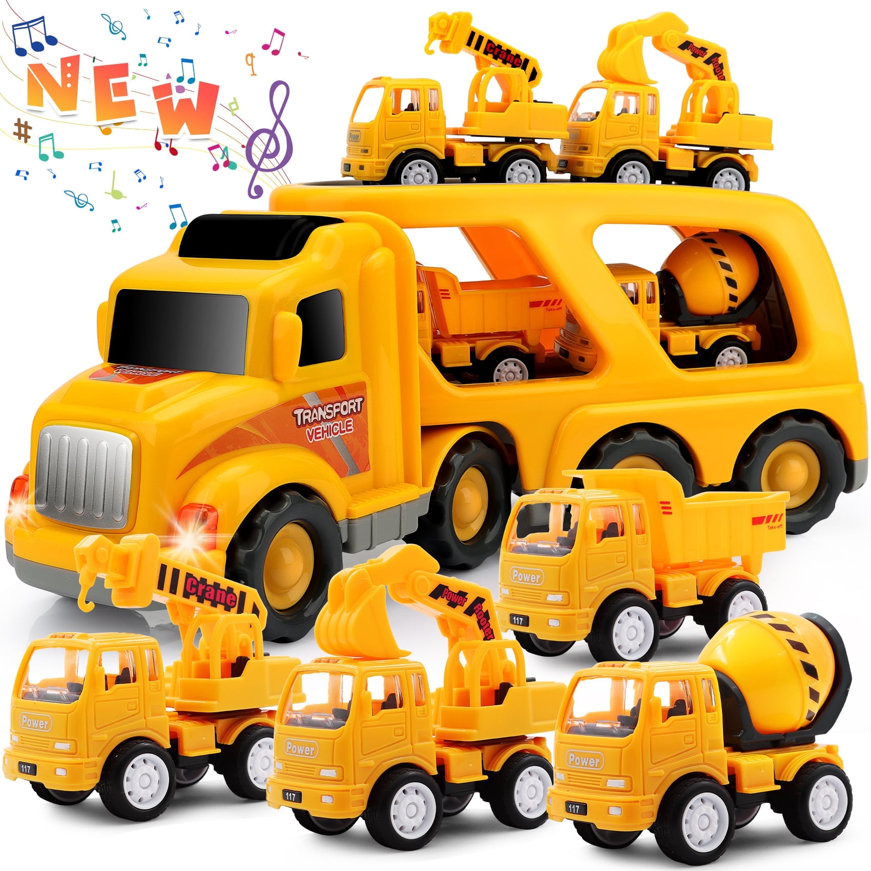 Kids Toys Car for Boys \u0026 Girls: 5 in 1 Construction Vehicle Set for 1-6  Year Olds | Birthday Party Gifts - Walmart.com, image size:1700x1700