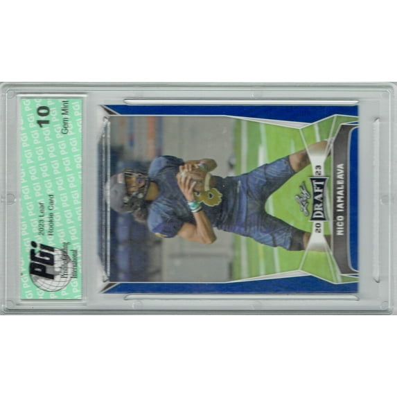 Nico Iamaleava 2023 Leaf Football #27 Blue SP Rookie Card PGI 10