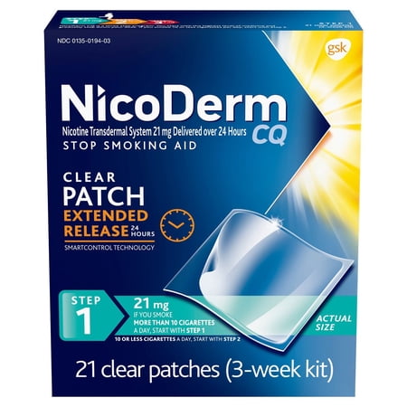 NicoDerm CQ STEP 1 - 3 Week Kit - 21 Clear 21 mg Nicotine Patches