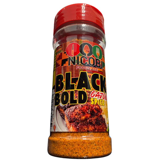 Nicobi FoodsBlack-N-Bold Cajun Spice Smoky, Bold Blackening Seasoning for Grilling, Roasting & Blackened Dishes Authentic New Orleans Flavor, All-Natural Ingredients