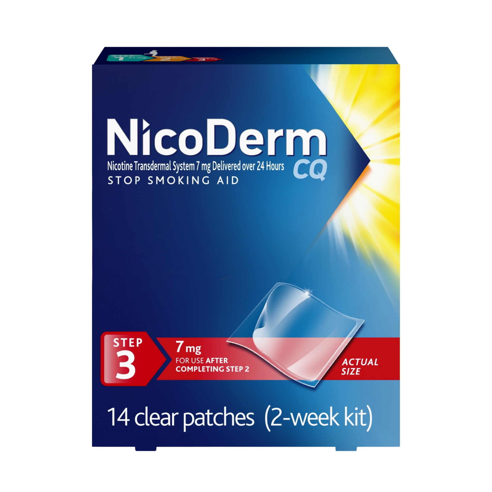 Nicoderm CQ Nicotine Patches To Help Stop Smoking, 7 Mg, Step 3 - 14 ...