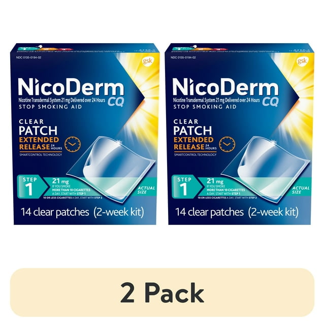 (2 pack) Nicoderm CQ Step 1 Extended Release Nicotine Patches to Stop