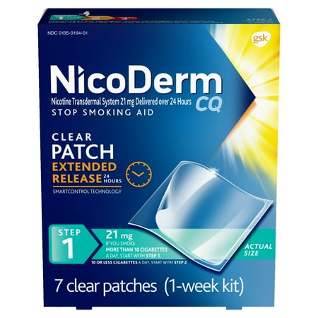 Nicoderm CQ Step 1 Extended Release Nicotine Patches to Stop Smoking, 21 Mg, 7 Count