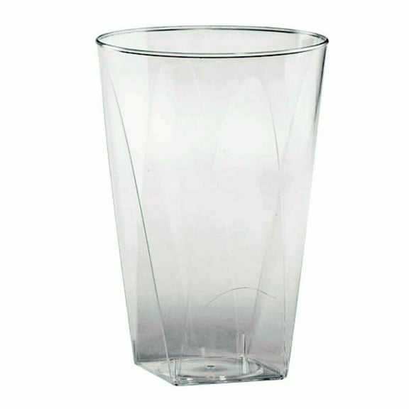 VeZee's Hanna K. Signature 10oz Disposable Clear Plastic Unbreakable Square Bottom Wine Tumbler for Elegant Parties, Weddings & All Occasions: 20CT