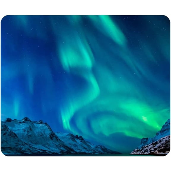 Nicokee Northern Lights Gaming Mousepad Rivers Mountains Snow Moon Stars Mouse Pad Mouse Mat for Computer Desk Laptop Office 8 X 9 Inch Non-Slip Rubber