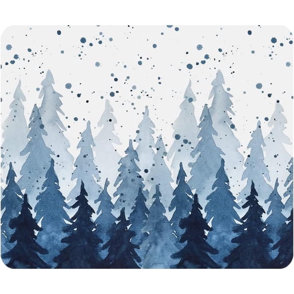 Nicokee Snow Gaming Mousepad Snowfall Indigo Blue Pine Trees Dot Mouse Pad Mouse Mat for Computer Desk Laptop Office 8 X 9 Inch Non-Slip Rubber