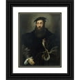 thumbnail image 1 of Nicolò dell'Abate 12x14 Black Ornate Wood Framed Double Matted Museum Art Print Titled: Portrait of a Gentleman with a Falcon (circa 1548), 1 of 5