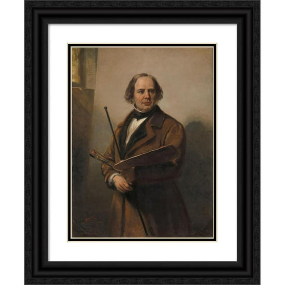 Nicolaas Pieneman 12x14 Black Ornate Wood Framed Double Matted Museum Art Print Titled: Jan Willem Little, Painter, Father of Nicolaas Smaller (1860)